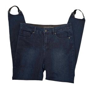 Signature Studio Women's Dark Navy 5 Pocket STIRRUP Denim Blue Jeans Size 10